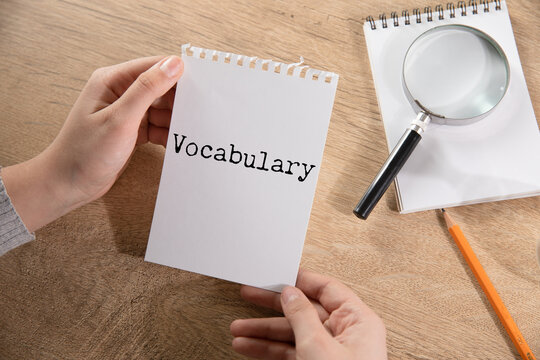 Vocabulary word on white paper
