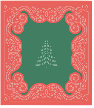 Hand-drawn vintage Christmas frame with decorative flourishes and ornamental details. Elegant vector illustration suitable for holiday greeting cards