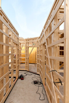 Europe, Germany, Rhineland Palantinate, Construction frame of house building