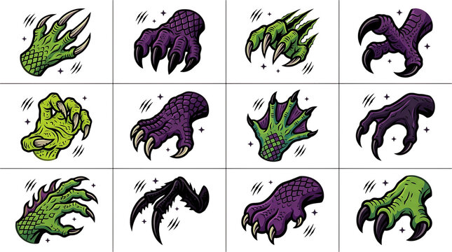 Set of monster claws and creature hands isolated on transparent background and, halloween, happy halloween 2026, halloween 2026, halloween png