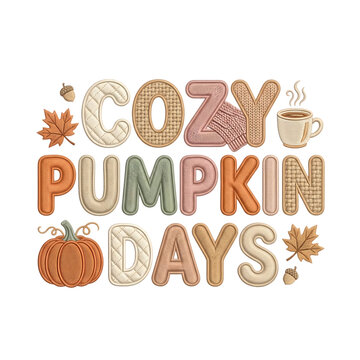 Cozy Autumn Fall Typography Collection with Pumpkin, Sweater Weather and Seasonal Hand Lettering Designs