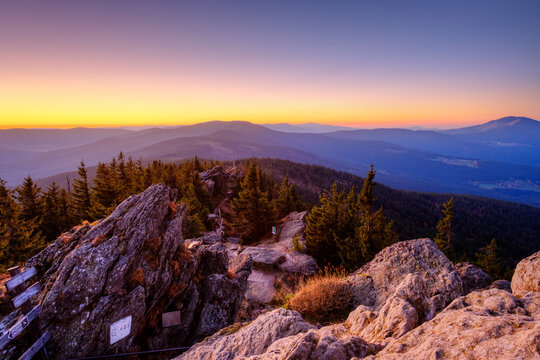 Germany, Bavaria, Upper Palatinate, Bohemian Forest, Border Czechia, Bavarian Forest, Grosser Osser near Lam in the morning