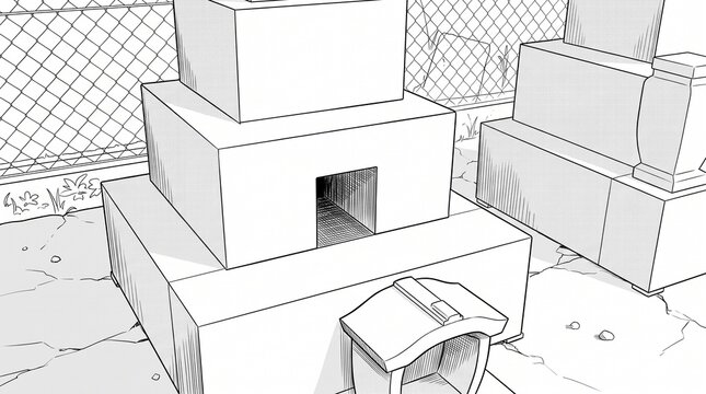 納骨室を開いた日本の墓石を描いた漫画背景