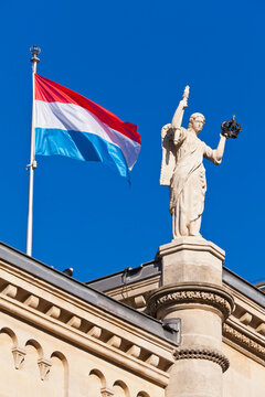Luxembourg, View of Chambre des Deputes with flag
