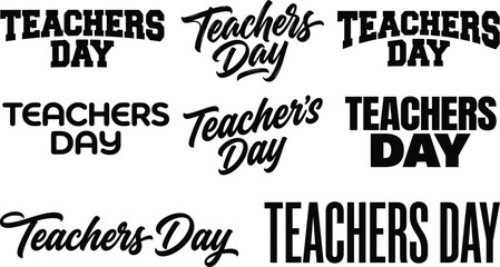 Obraz premium Collection of various black and white typography designs for teachers day
