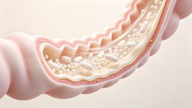 Combined display of the intestinal cross-section and longitudinal section.