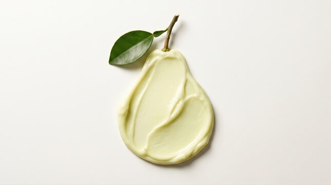 A pear-shaped dollop of organic cosmetic cream highlights natural skincare and sustainability. This beauty product emphasizes clean, plant-based ingredients for a healthy lifestyle.