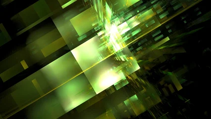 Fototapete 3D Bright colors and geometric shapes fill the space in a digital design that looks like a tunnel. The light creates a sense of movement and depth in the scene. 3d render  © angel_nt