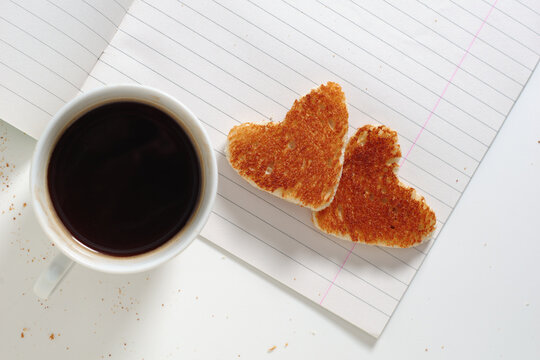 Heart Shaped Toast and Coffee