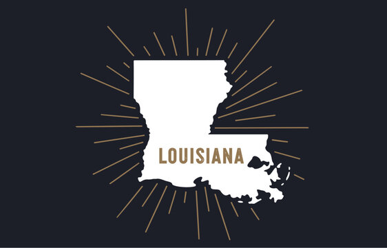 USA, Louisiana state. Vintage louisiana map state, sunburst emblem badge, print louisiana map state starburst graphic icon, usa symbol, print map state, graphic design. Vector Illustration
