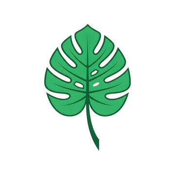 Monstera leaf illustration, tropical foliage graphic, split leaf philodendron icon, green plant silhouette on white background, exotic vegetation symbol Halloween