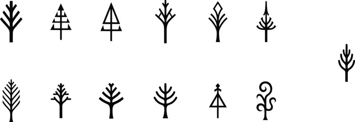 Fototapeta premium Set of tree vector icons isolated on transparent background