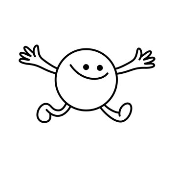 Vector doodle mascot logo design template and graphic element for advertising, branding, prints, funny cartoon illustration with smiling character, sticker and line icon