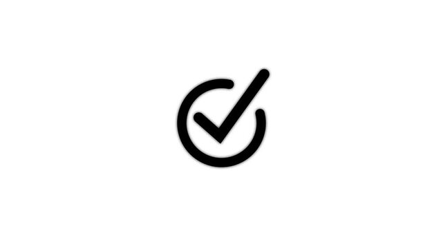 Minimalist animated checkmark icon on white background, for ui and, ux tick animation, motion ui