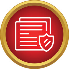 Fototapeta premium Document files with a shield icon on a red and gold circle background