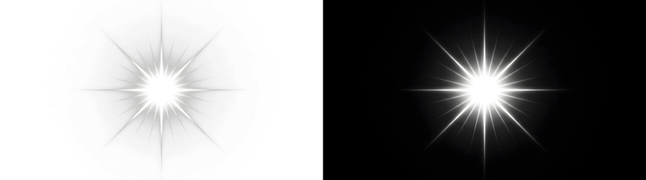 Intense glowing star flare with sharp beams on dark background