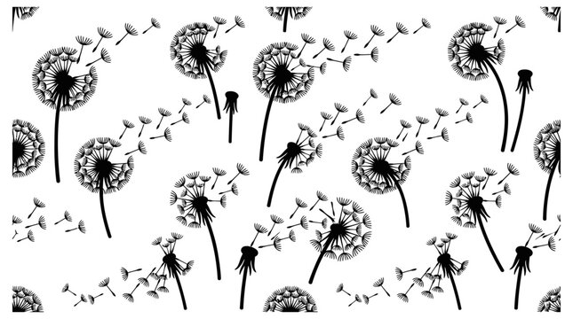 dandelion seamless pattern with flying seeds a natural background ideal for spring designs and textile prints.