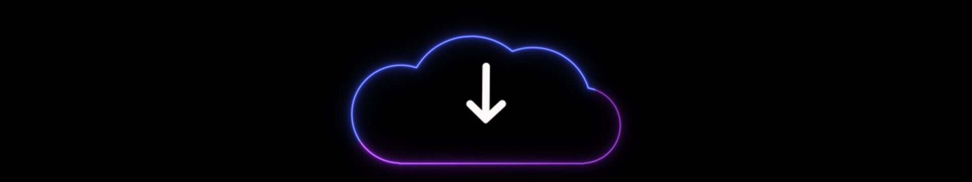Colorful Cloud Download Icon Animation on Black Background. Download Progress, Preloader Animation Web Design Template. Seamless Loop Animation in 4K Ultrawide with Alpha Channel.