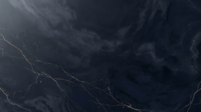 Dark blue stone surface with intricate golden veins texture background with ornamentation