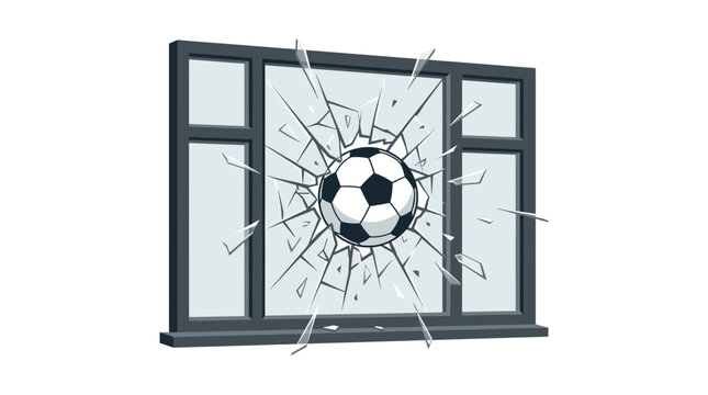 Soccer ball breaking through window