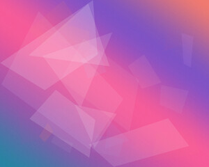 Obraz premium Layered translucent polygons float across a vibrant pink, purple, blue, and coral backdrop, creating a dreamy modern atmosphere ideal for websites, presentations, posters, and branding.