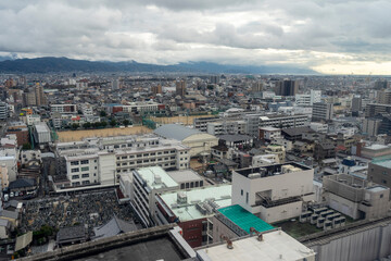 Fototapeta premium Panoramic City View of Matsuyama from Ferris Wheel in Ehime, Japan