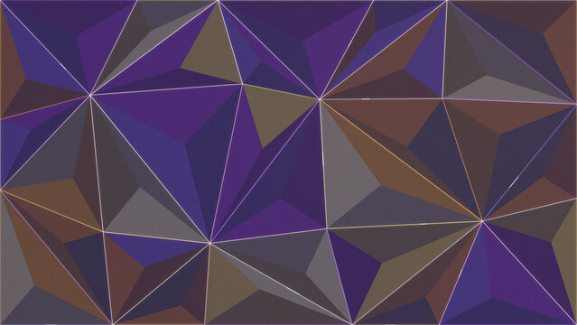 A sophisticated low-poly composition of angular facets in deep violet, earthy brown, and charcoal gray creates a dramatic modern backdrop for websites, banners, and creative projects.