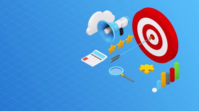Digital marketing strategy and business growth analytics concept animation.
