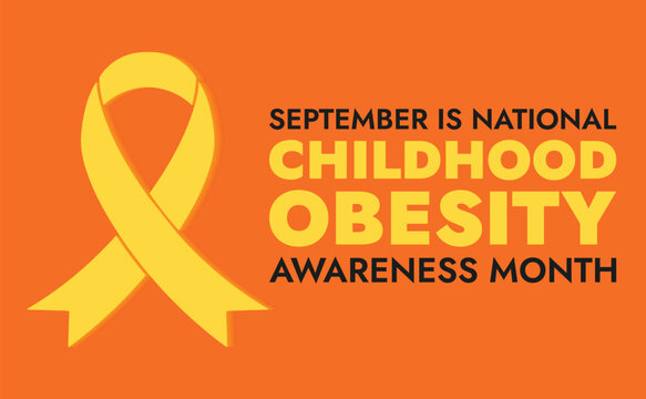 Childhood Obesity Awareness Month Orange Ribbon Health Campaign Vector Illustration