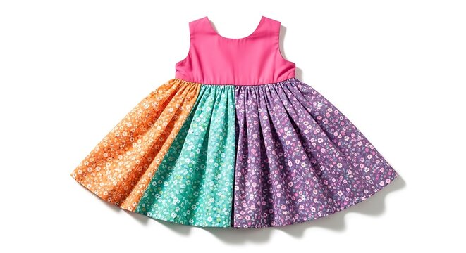 Pink and floral tiered dress for little girl