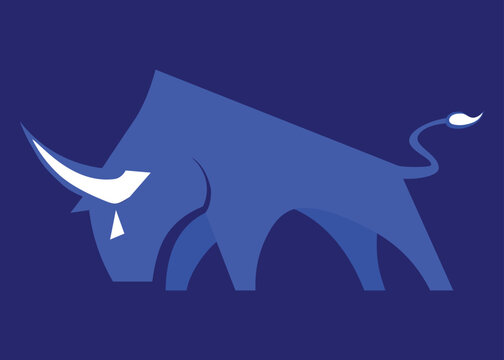Buffalo Wildlife Animal Blue Color Logo Vector.