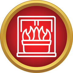 Fototapeta premium Fireplace icon showing burning flames inside a hearth for heating