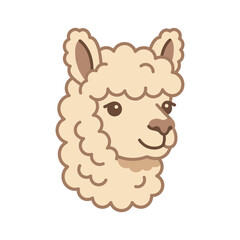 Naklejka premium Adorable Fluffy Alpaca Head Portrait In Cartoon Vector Style