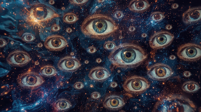 Cosmic abstract eye pattern with luminous detail and surreal expression