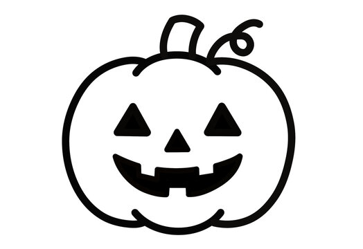 Black outline jack o lantern pumpkin Halloween icon transparent background
