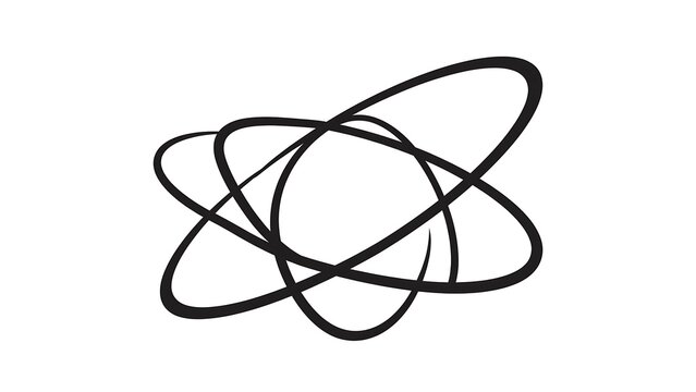 Abstract atomic symbol design on white background.
