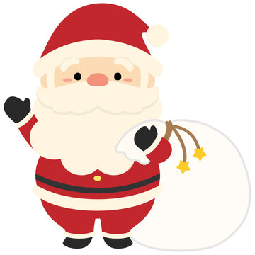 クリスマスプレゼントの入った袋を持つサンタクロース