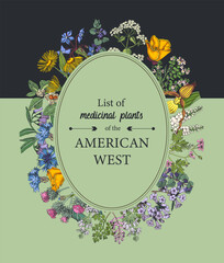 Obraz premium Medicinal herbs of American West vector