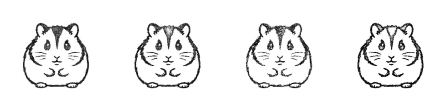 Sketch monochrome dwarf hamster icon design set