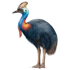 Naklejka premium Cassowary, watercolor vector, isolated on a white background.