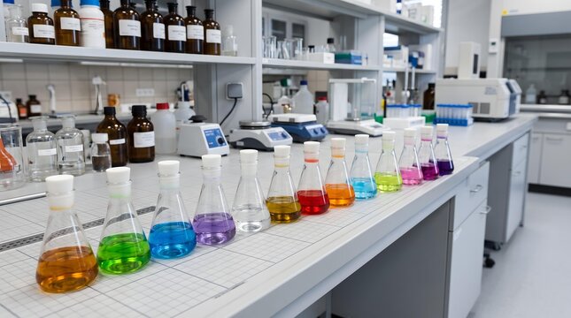 flask science in laboratory