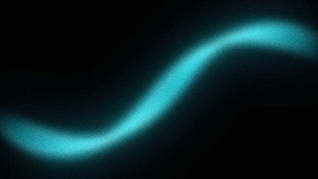 Cyan glowing light trail on black background, abstract neon blue wave motion blur, futuristic luminous energy streak for digital wallpaper.