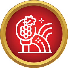 Fototapeta premium Pomegranate and grape icon symbolizing harvest, healthy food, and fruit