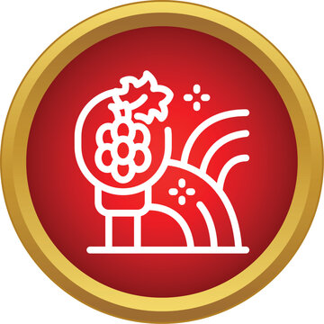 Pomegranate and grape icon symbolizing harvest, healthy food, and fruit