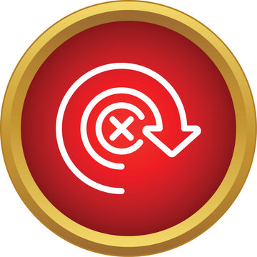 White outline icon showing a circular arrow pointing away from a target with an 'x'