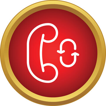 Phone icon displaying refresh arrows inside a gold rimmed red circle