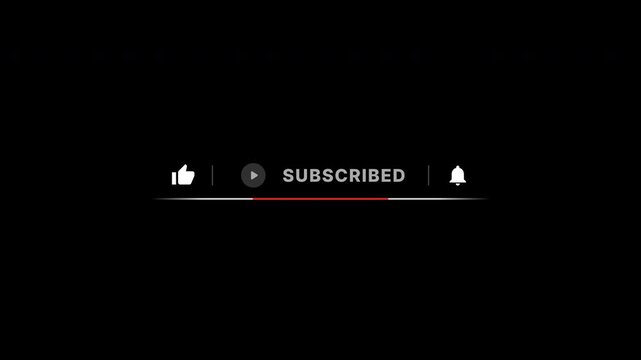 Subscribe button lower third animation, social media overlay, like and notification bell icons