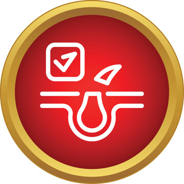 Icon depicting hair follicle receiving successful removal treatment on red background