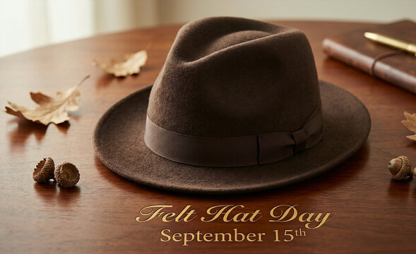 Felt Hat Day September 15th Brown Fedora Accessory