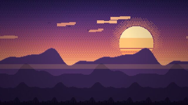 Pixel Art Landscape Parallax Scroll Seamless Loop